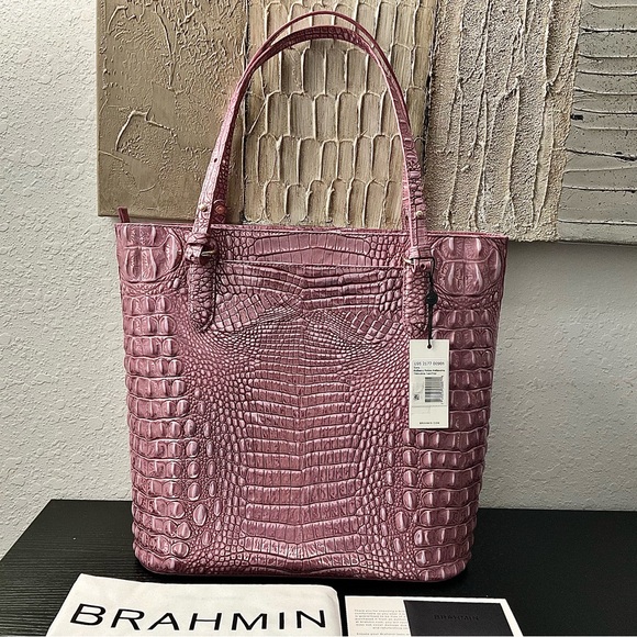 Brahmin Ezra Tote in MULBERRY POTION MELBOURNE W/Leather Eye Medallions NWT - Picture 5 of 9